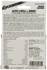 Oasis Vivo y Bien: tableta con sabor naranja para aves, fácil de administrar.