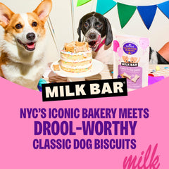 Old Mother Hubbard Milk Bar P’Nutty B-Day Party, empaque práctico para fiestas caninas.