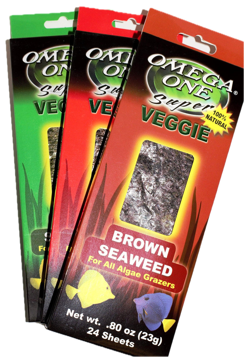 Omega One Alga Super Vegetal, hojas verdes, fuente de vitaminas para acuariófilos omnívoros.