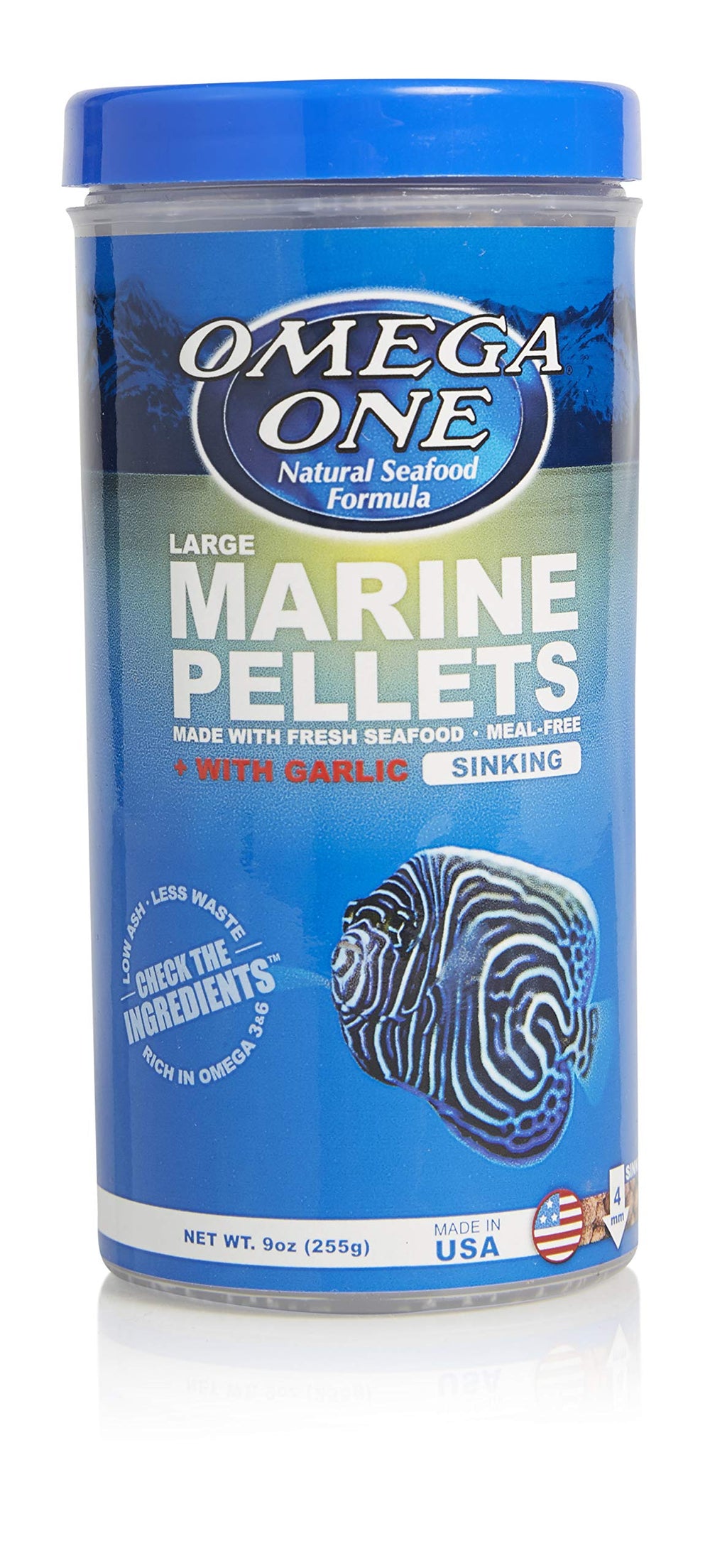 Omega One Pellets marinos con ajo grandes 9oz para alimentación diaria de peces