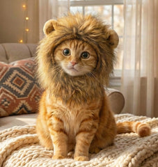 OMG Adorables disfraz melena de león para gatos, capucha suave para fotos divertidas