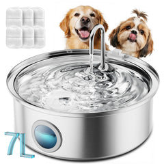 Oneisall Bebedero para perros de 7L con acero inoxidable para agua limpia