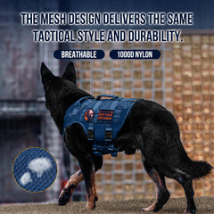 OneTigris panel-molle para accesorios y parches en el arnés azul.