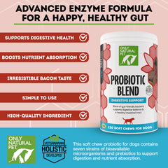 Probiótico Only Natural Pet sabor tocino, gomitas masticables para perros y gatos.