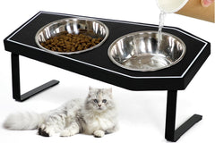 OPELETNNT comederos gatos elevados, estilo gótico, ergonómicos para mejor postura durante la comida