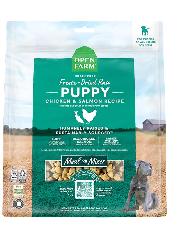 Open Farm cachorros trozos liofilizados con 95% carne y órganos para dieta equilibrada