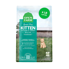 Open Farm gatitos sin granos, bolsa de 4 lb, croquetas con proteína de pavo y pollo.