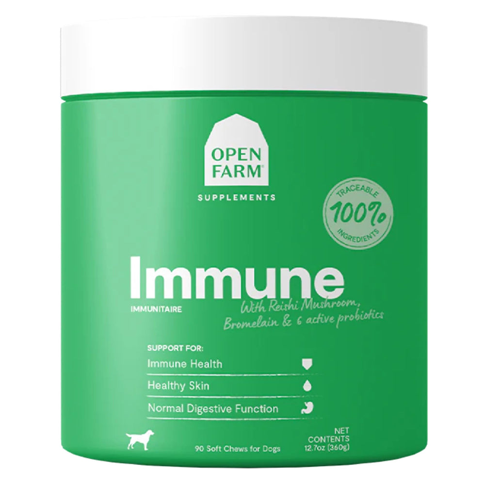 Open Farm Golosinas Inmunidad para Perro con envase práctico para apoyo inmunitario suave