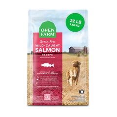 Open Farm Receta salmón sin granos, bolsa de 22 libras, nutrición completa para perros.