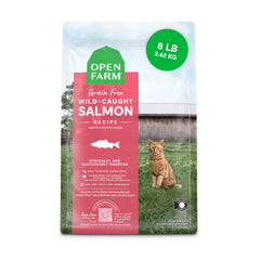 Open Farm salmón salvaje bocado: crocantes y sin granos para gatos activos.