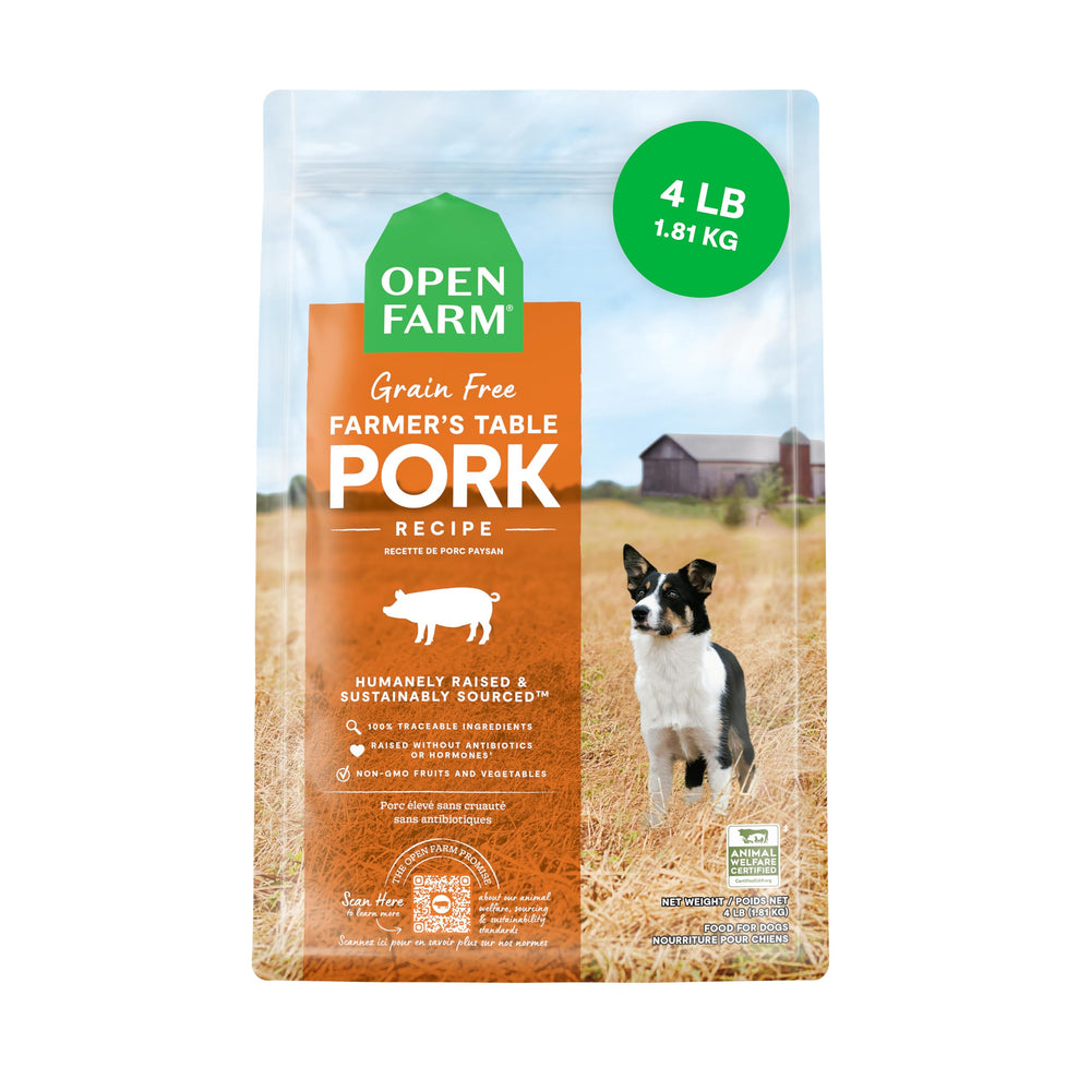 Open Farm, bolsa-4lb de comida seca para perros sin granos, lista para uso diario.