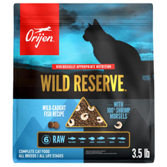ORIJEN Reserva Salvaje alimento seco para gatos con pescado para sabor y nutrición.