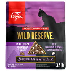 ORIJEN Wild Reserve gatitos, pollo y pescado secos, alto en proteína para desarrollo muscular