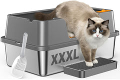OROLEY caja de arena alta para gatos, evita salpicaduras y desorden.