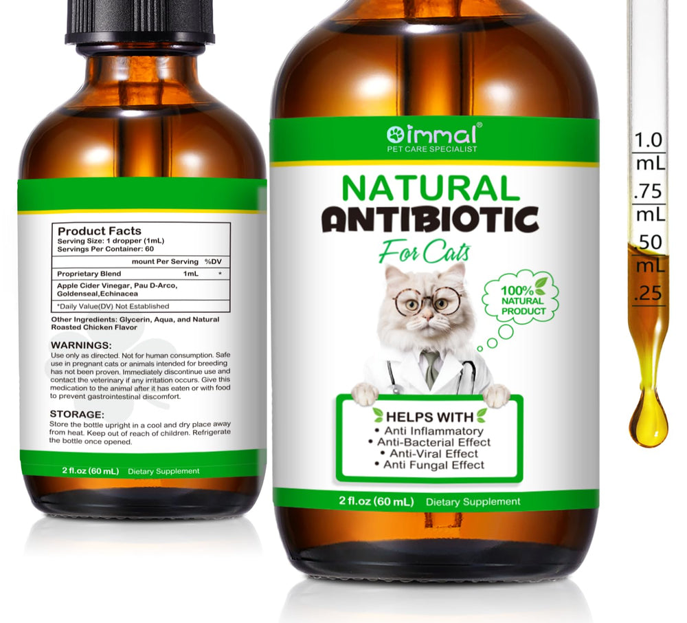O.SECERT gatas antibiótico gotas, enfoque en dosis fáciles.