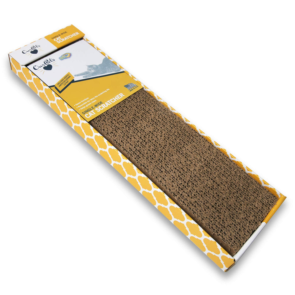 OurPets rasca-gato recto-estrecho: superficie para rascar y descansar