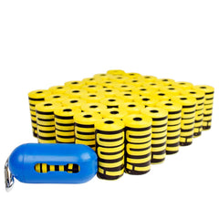 Bolsas OUT! resistentes y amarillas para excrementos de perro, fáciles de usar.