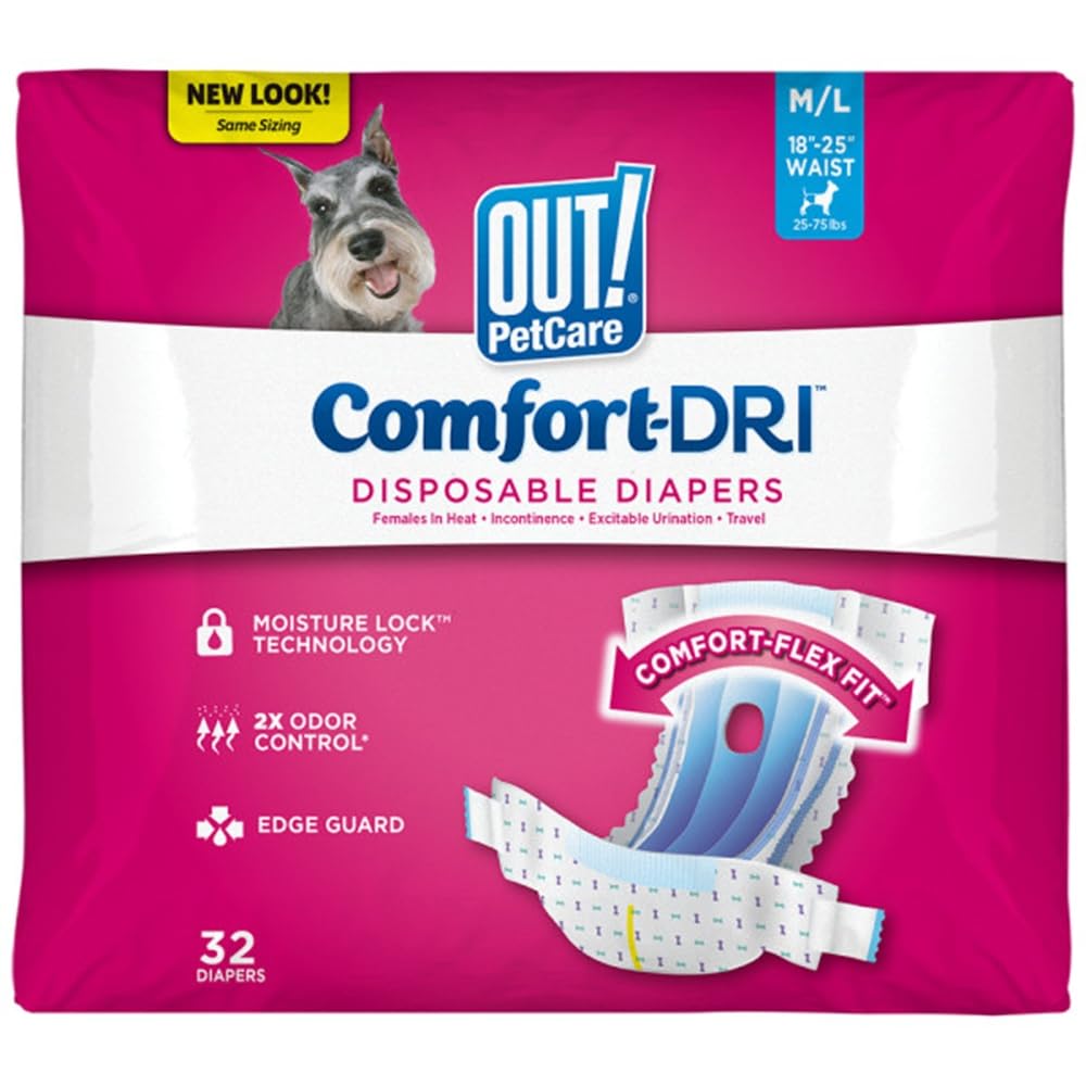 Out! PetCare Pañales para perro femenino con ajuste cómodo para movimientos libres.
