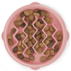 Outward Hound Fun Feeder Slo Tazon Rosa Onda: fomenta ritmo lento al comer y juego interactivo.