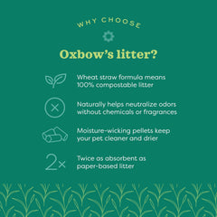 Oxbow Eco Straw Litter con alta absorción mantiene la jaula seca.