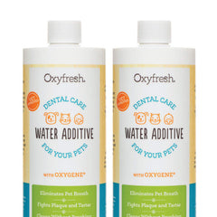 Oxyfresh cuida el cuidado dental para mascotas en agua para un aliento más fresco.
