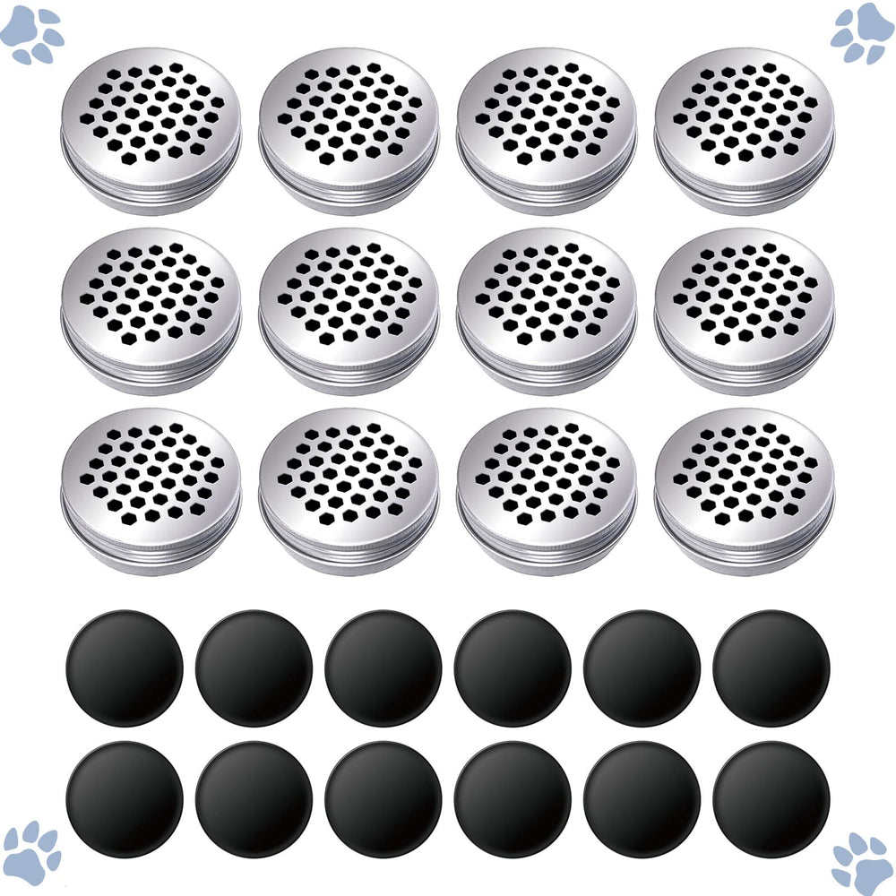 Conjunto de 12 potes de olfato para perros con imanes, ideal para recompensas.