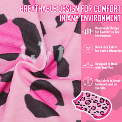 Cuello redondo cómodo Paiaite, camiseta leopardo rosa para perros activos.