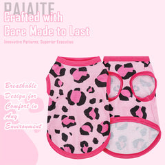 Paiaite camiseta para perro leopardo rosa, vista dorsal, ideal para salidas diarias.