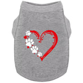 Paiaite camiseta canina sin mangas frente con corazón y zarpas, ideal para uso diario