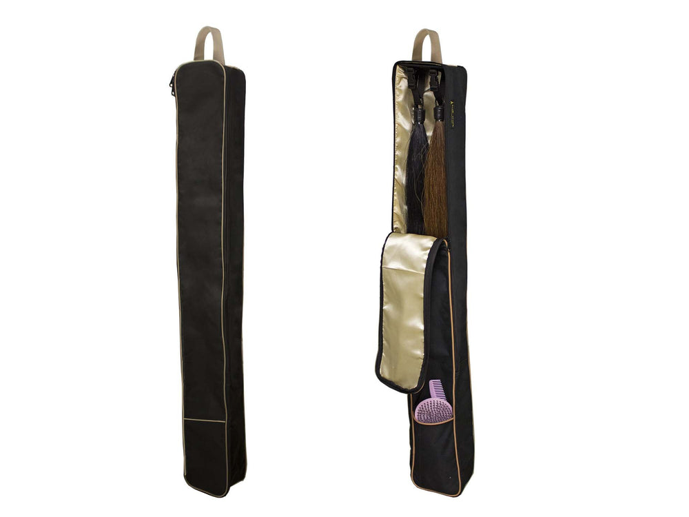 Paris Tack bolsa frontal para dos colas de caballo en negro, transporte cómodo y ordenado.