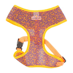 Parisian Pet arnés de malla respirante azul y naranja para paseos cómodos.