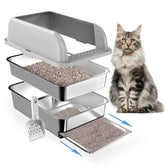 Paw Libero: caja de arena acero inoxidable con tapa alta para mayor contención.