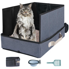 Caja Paw Libero con paredes altas para viajes; mantiene higiene y privacidad del gato.