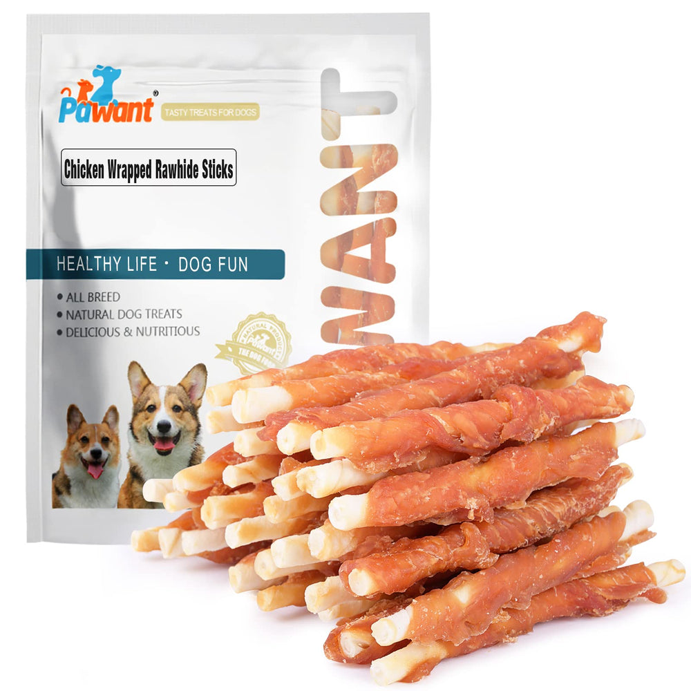 Pawant palitos envueltos de pollo blanco para masticar y limpieza de dientes.