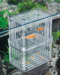 Caja de cría Pawfly transparente para acuario, observa alevines con claridad.