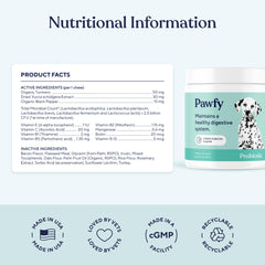 Pawfy probióticos para perros, sabor tocino que facilita la toma