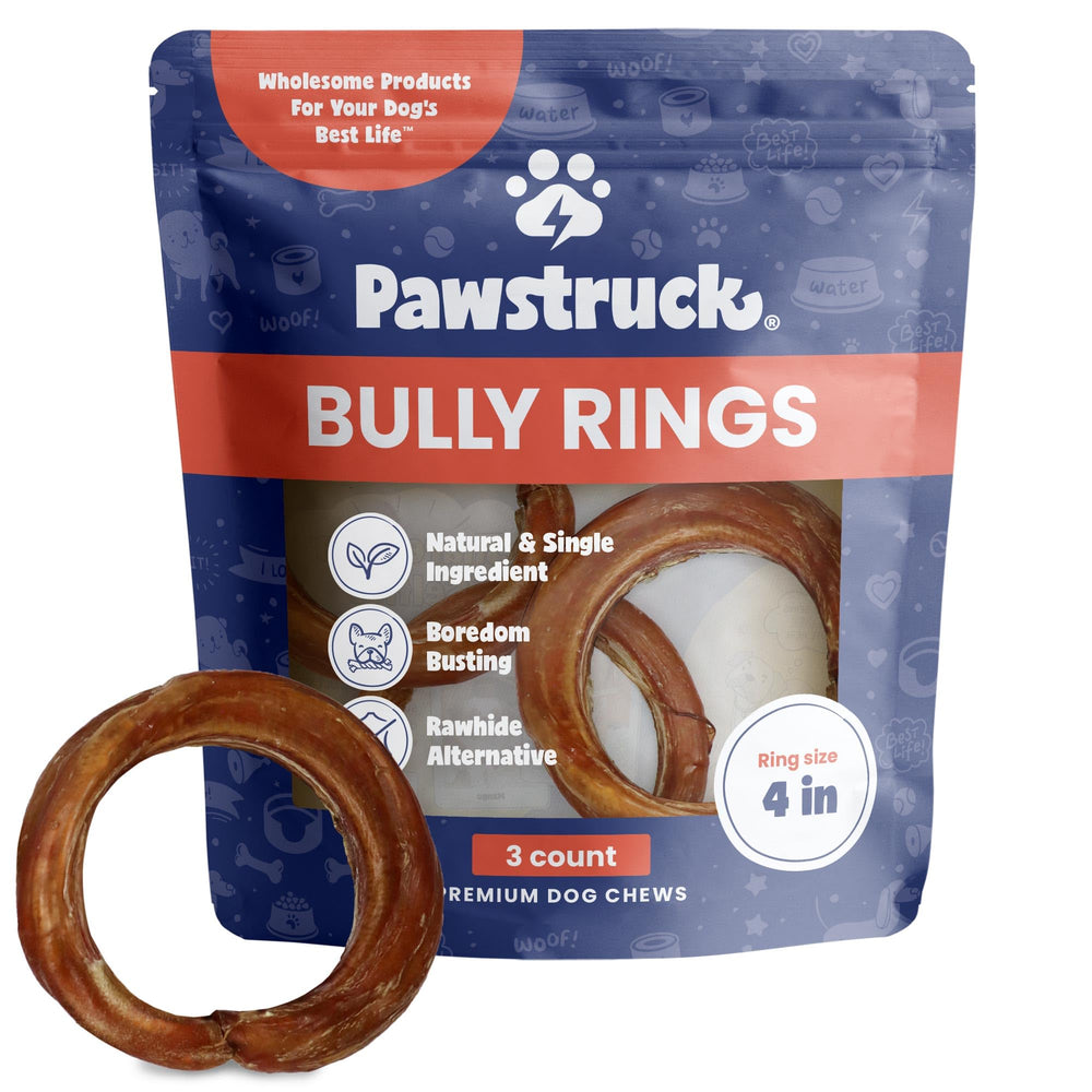 Pawstruck anillos bully-stick 4 pulgadas, masticación prolongada para perros activos