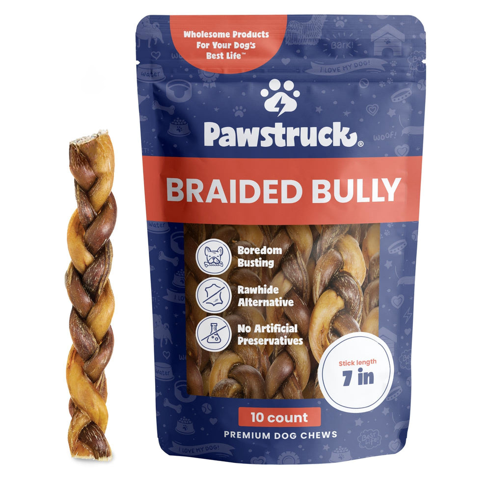 Pawstruck bully sticks trenzados 7-pulgadas: masticación estructurada para perros activos.