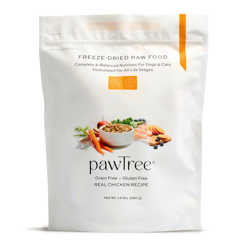 pawTree pollo crudo congelado en plato, opción nutritiva y conveniente para cada comida.