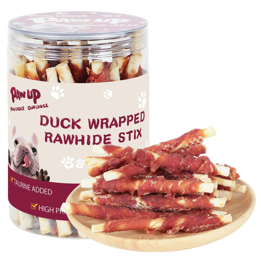 PAWUP palitos de piel cruda de pato para perro pequeño, masticación natural y deliciosa