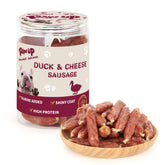 PAWUP salchicha de pato con queso, mordisco suave para entrenamiento.
