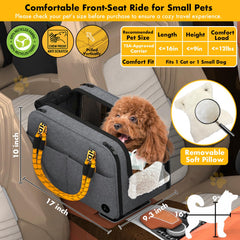 PAWZIDEA asiento consola para perro con bolsillos laterales para accesorios.
