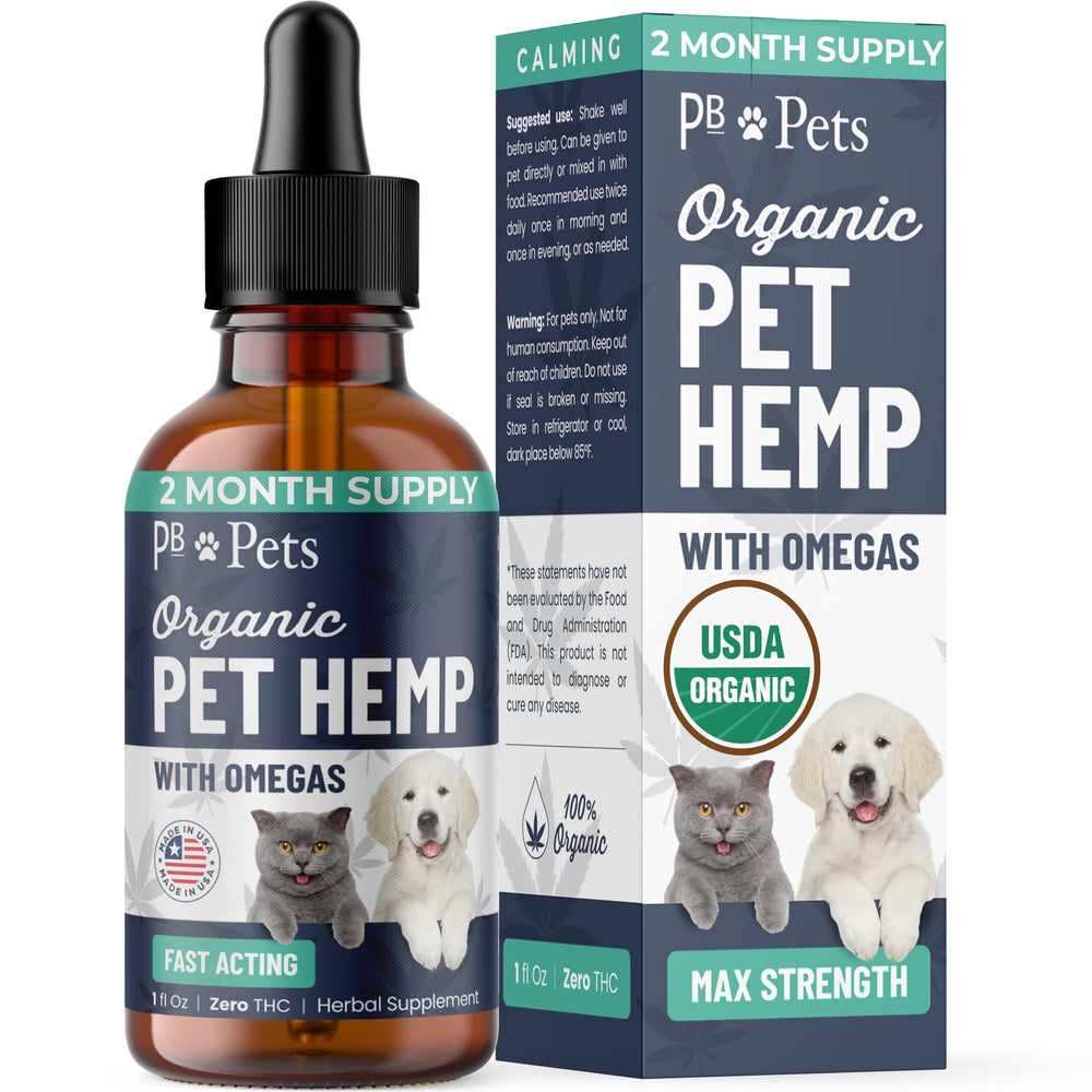 PB Pets Aceite de cáñamo orgánico para perros y gatos en gotas, dosis fáciles.