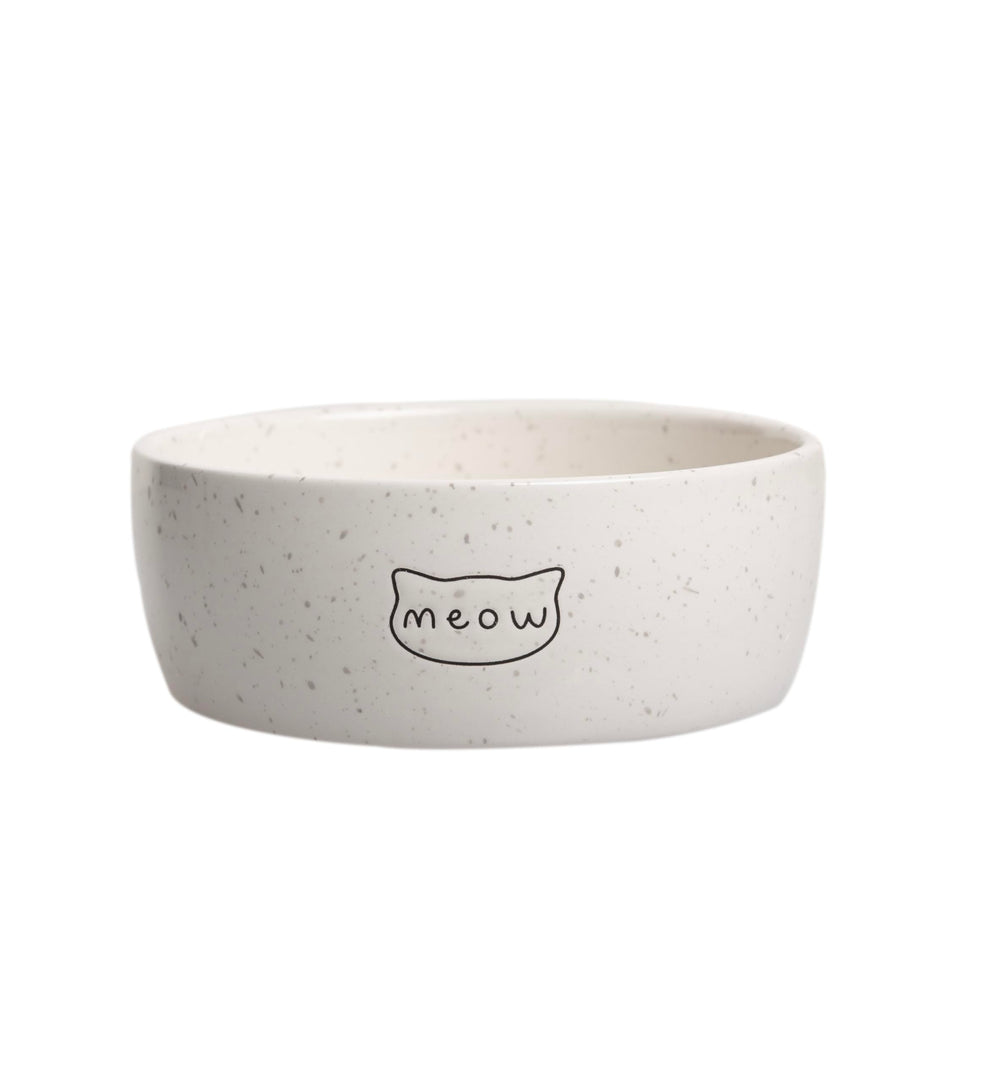 Pearhead plato ceramico Meow para gatos, 12 oz, ideal para comida o agua diaria