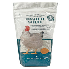 Pecking Order cascara de ostra 5lb, fuente natural de calcio para cáscaras fuertes.