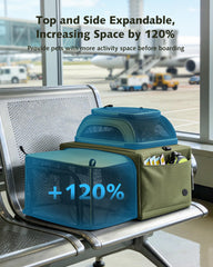 Pecute transportín con malla ventilación, aire fresco durante el viaje.