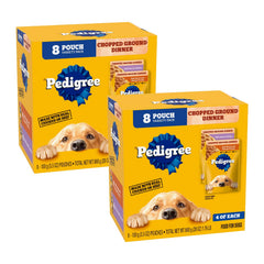Pedigree, cena picada húmeda en sobre, lista para degustación de perros adultos.