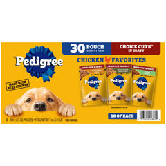 Pedigree Cortes Seleccionados en Salsa Filete Mignon, bolsa 3-5oz, ideal para perros adultos.