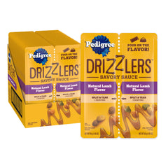 Pedigree Drizzlers, porción doble en bolsa, facilita servir ahora o más tarde para el perro.