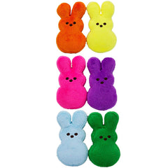 Peeps conejo peluche morado, sonido chirriante para interacción divertida.